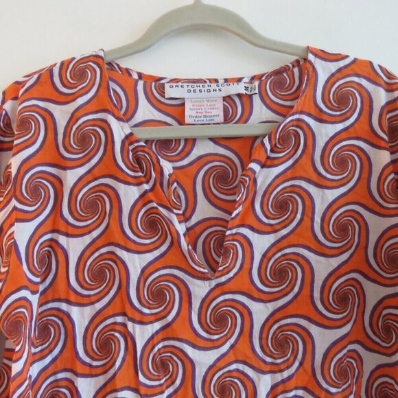 GRETCHEN SCOTT DESIGNS Abstract Geometric Retro Cotton Long Tunic Top - Size M - Picture 14 of 15
